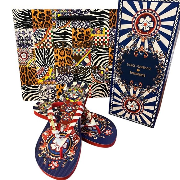 Dolce & Gabbana Shoes - Dolce&Gabbana x Havaianas Carreto Siciliano Flip Flop Sandals US 11/12W